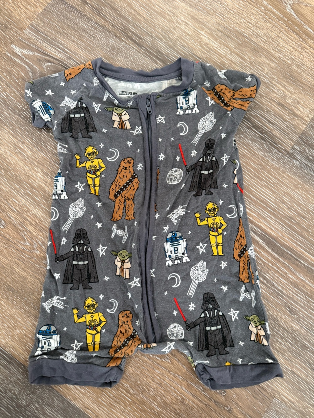 Little Sleepies Gray Star Wars Character Print One-Piece